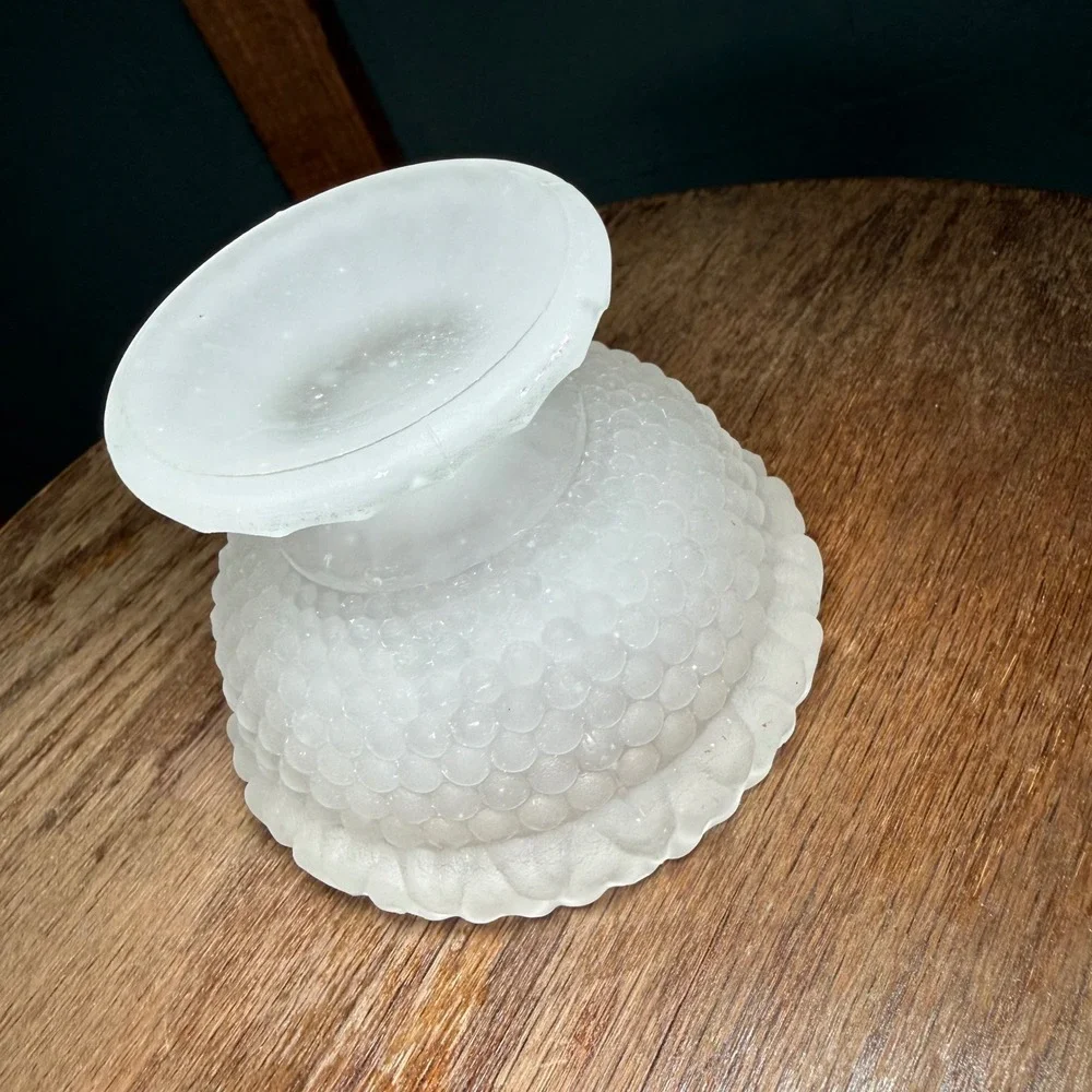 Vintage Fairy Light Lamp Clear Satin Frosted Glass Thousand Eye Hobnail Base